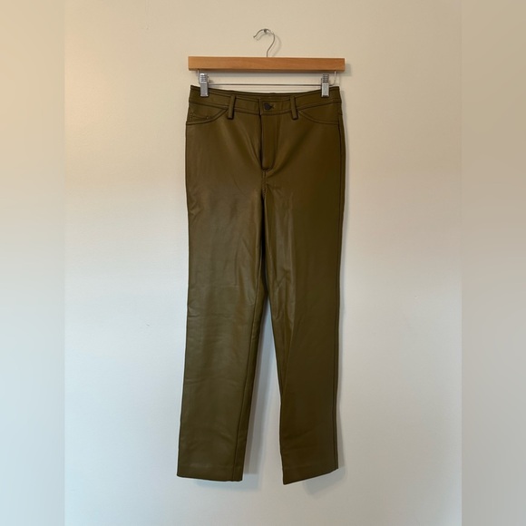 Halogen Faux Leather High Rise Olive Green Pants - Picture 4 of 8